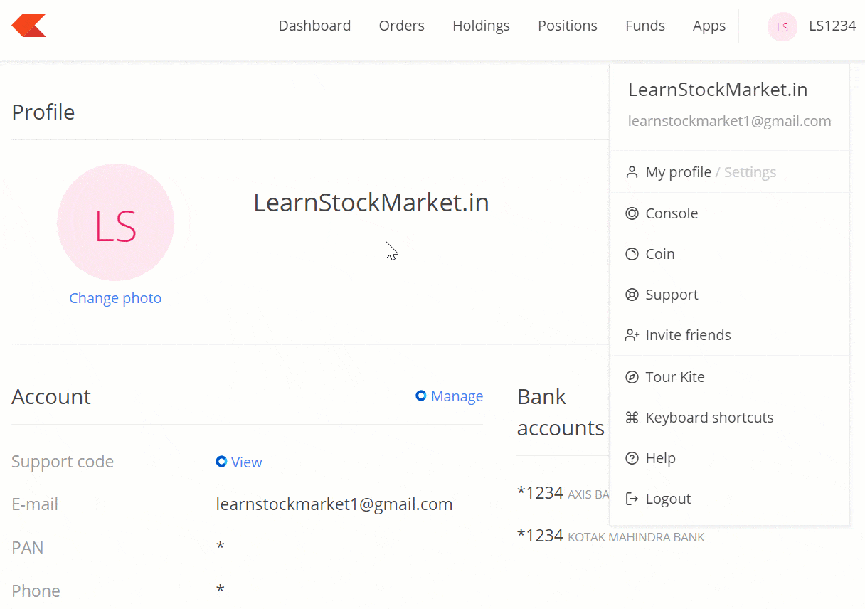 How to change background colour in Zerodha Kite
